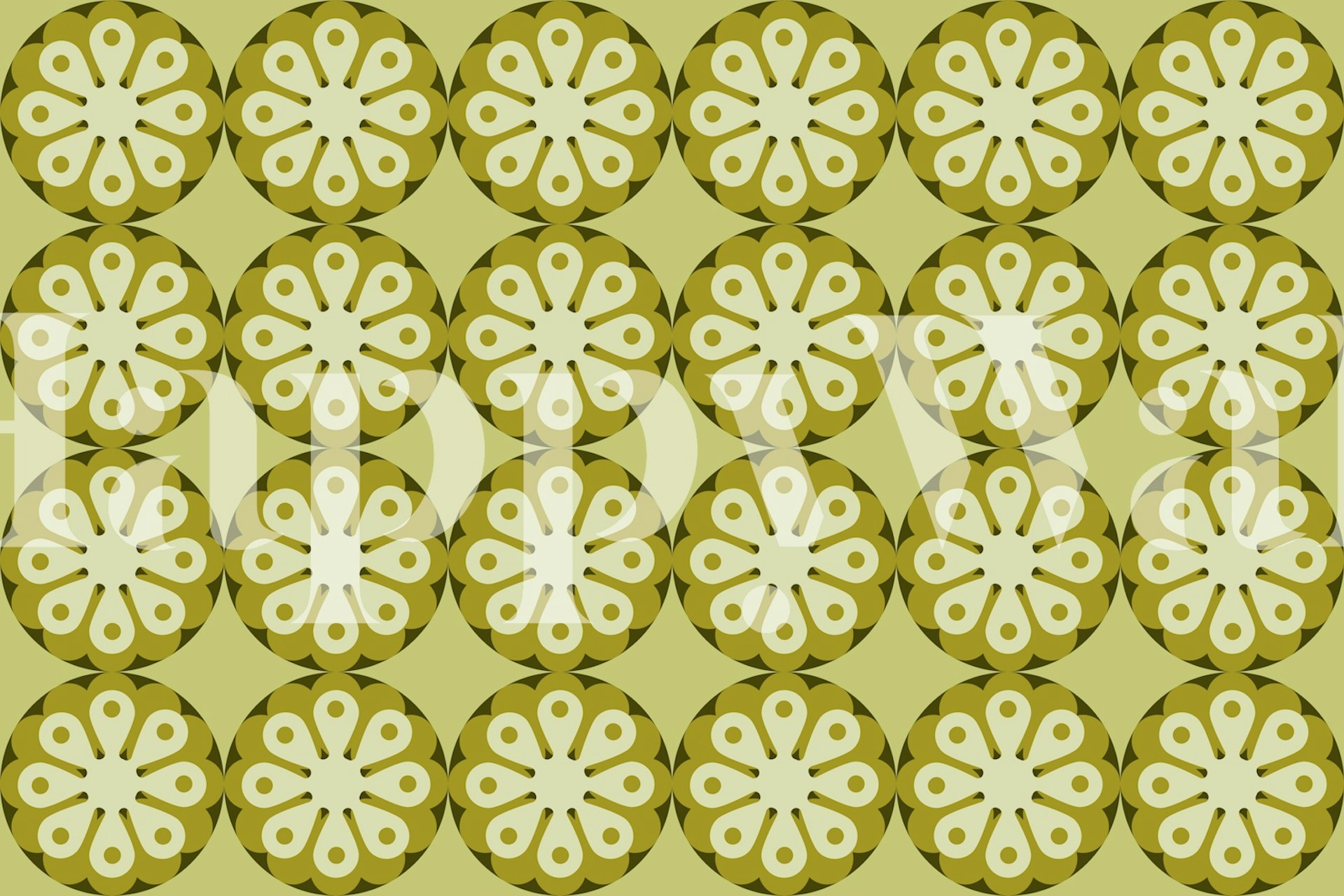 Retro 70s Groovy Fashion Flowers wallpaper in room