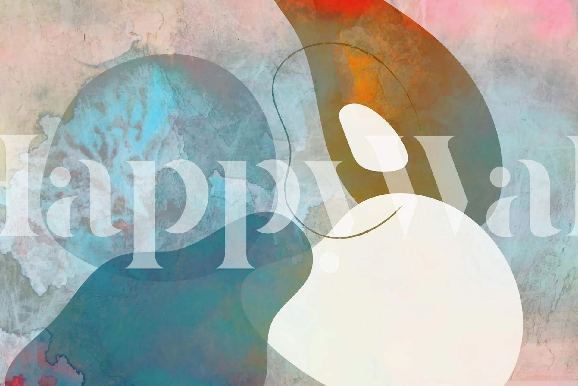 Abstract shapes in blue, orange, and white tones wallpaper