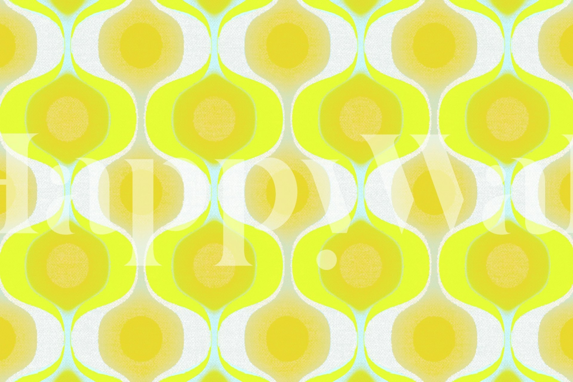 Fluffy 70s Lime Retro Geo wallpaper in a room