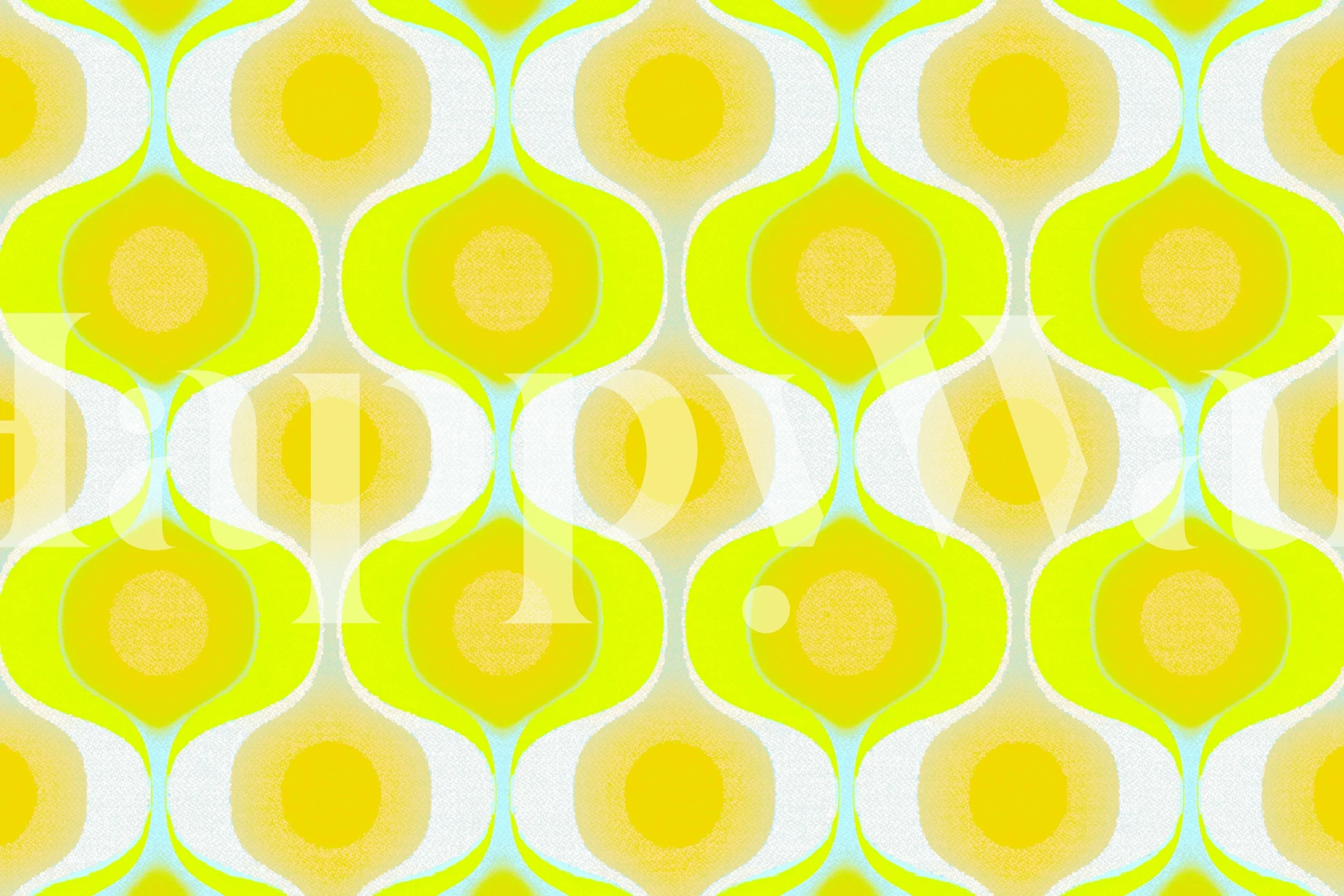 Fluffy 70s Lime Retro Geo tapet i et rom