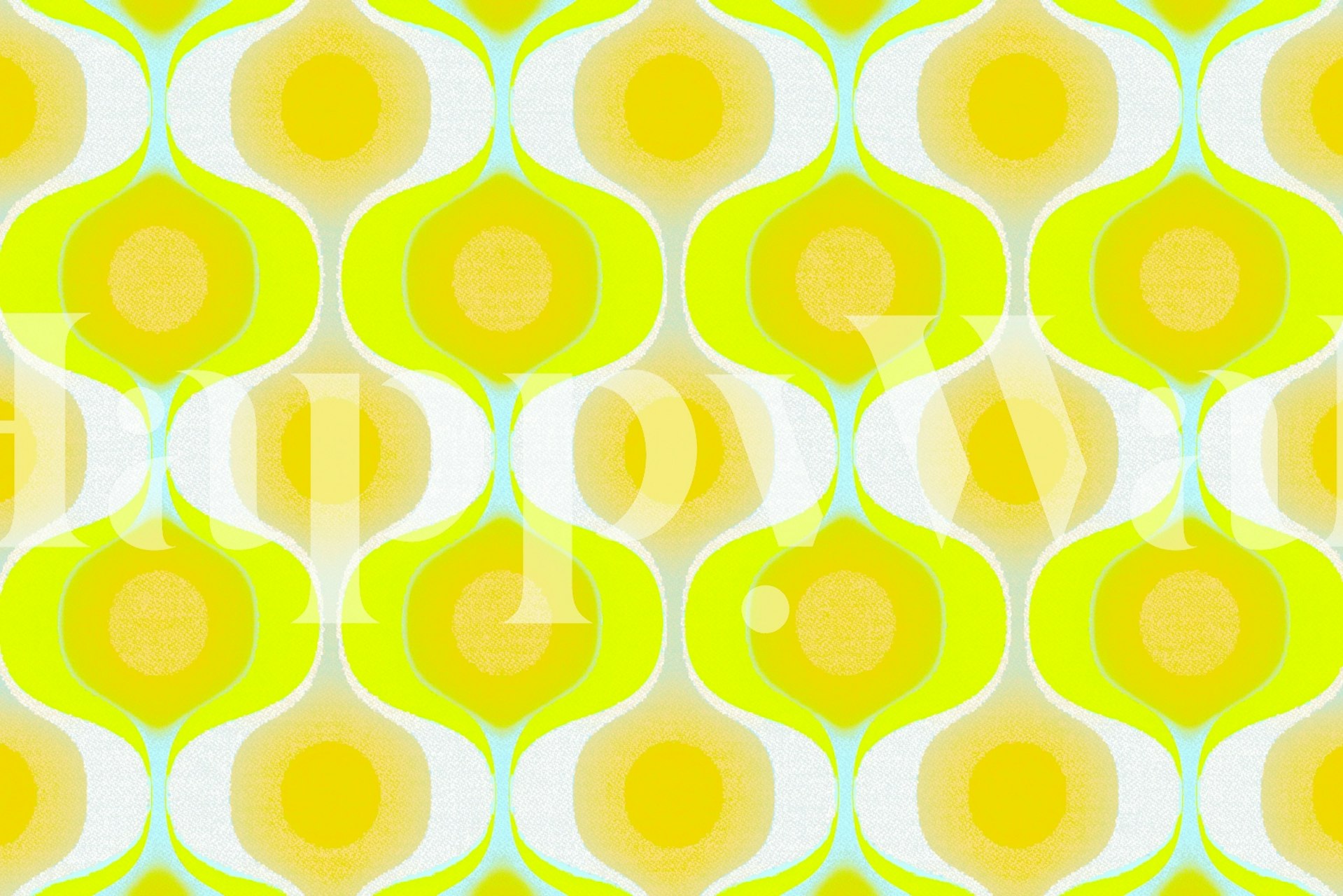 Fluffy 70s Lime Retro Geo wallpaper in a room