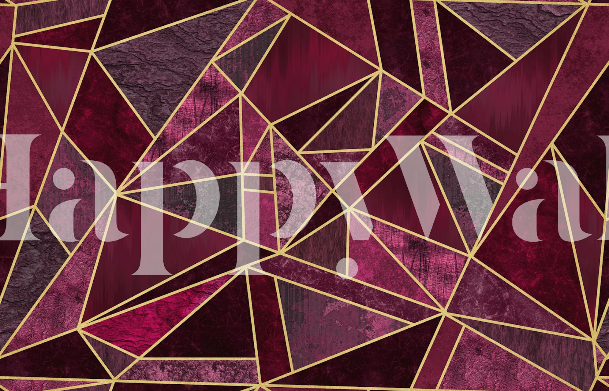 Geometric pattern in burgundy and gold wallpaper