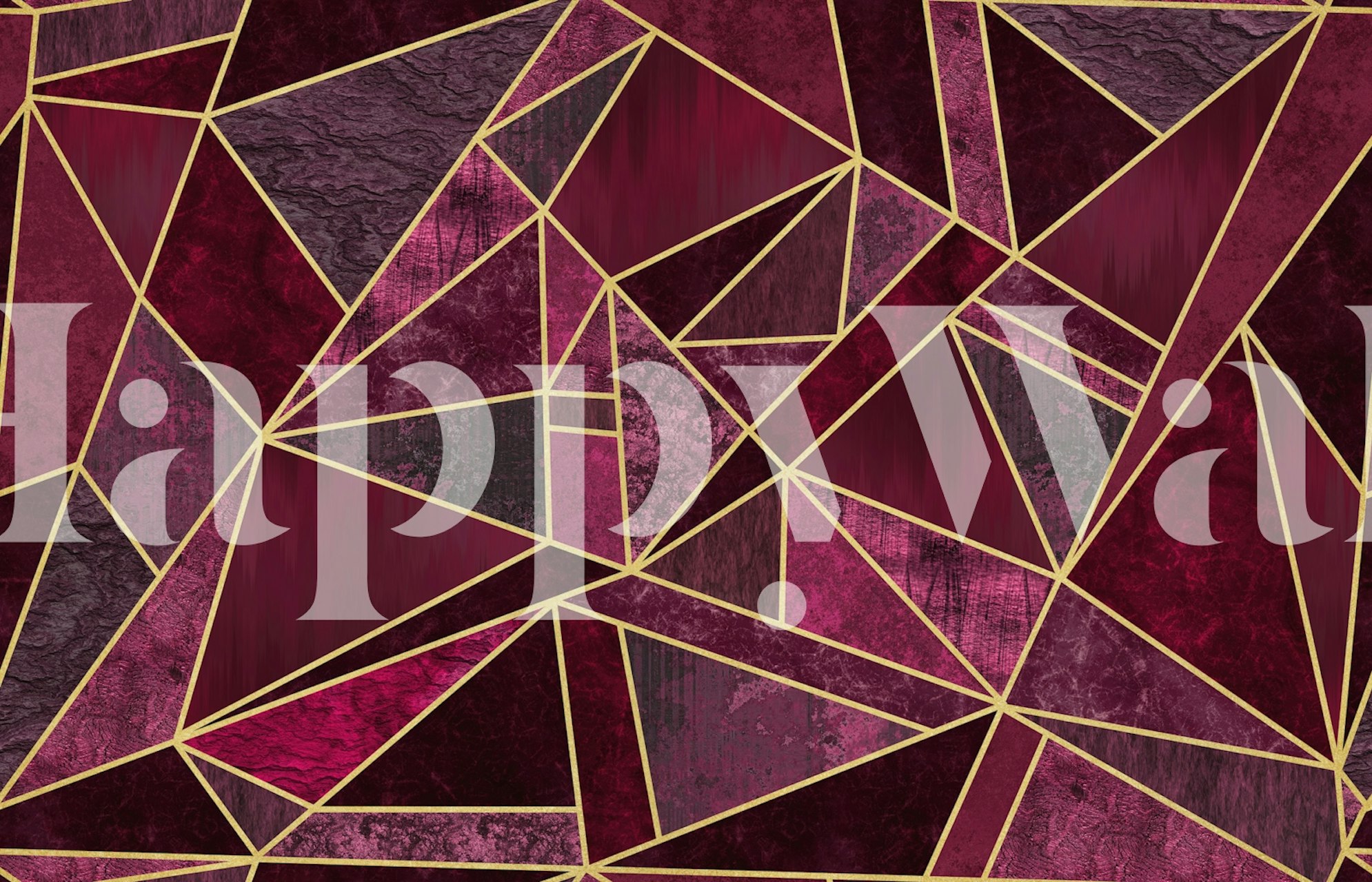 Γεωμετρικός σχεδιασμός ταπετσαρίας Burgundy σε ένα δωμάτιο