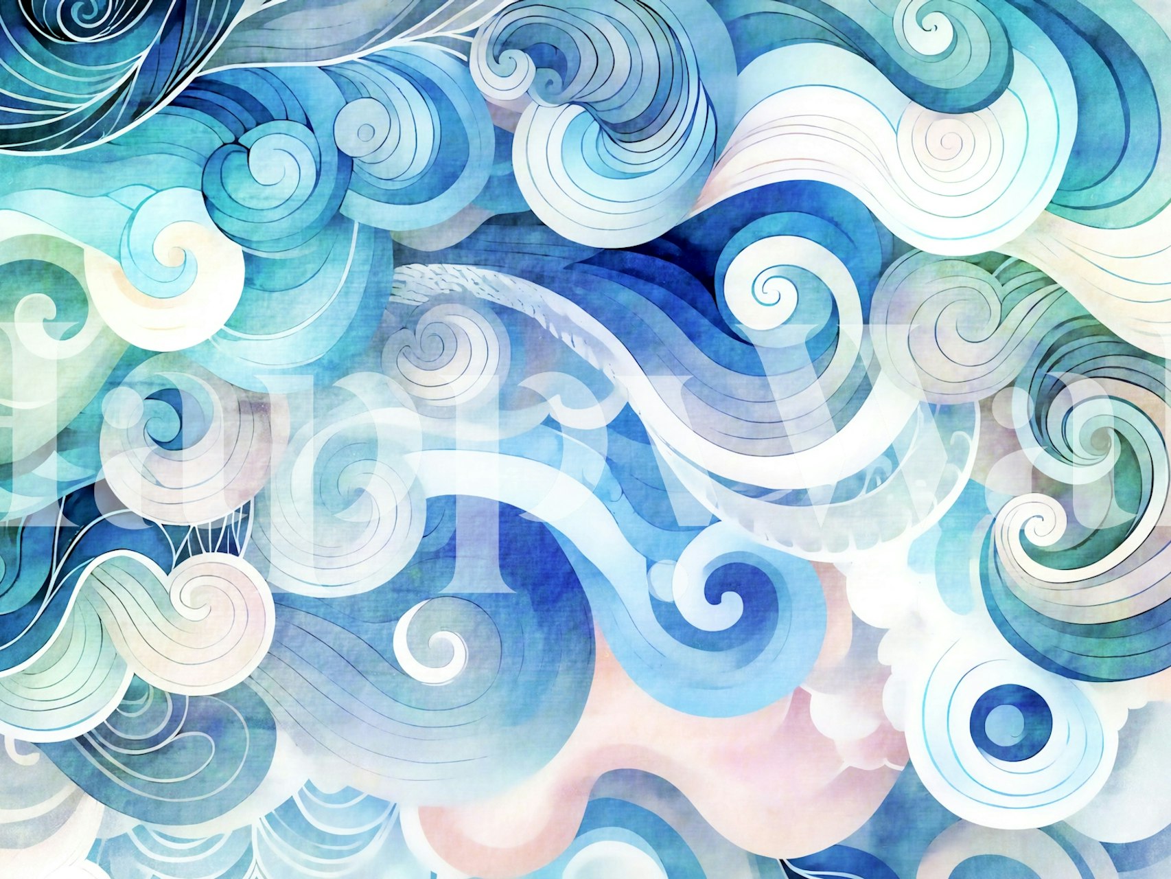 Tapeta Serene Wave Harmony w pokoju