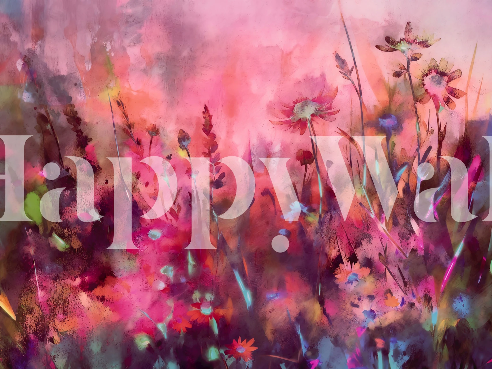Misty Meadow Dream wallpaper design in a room