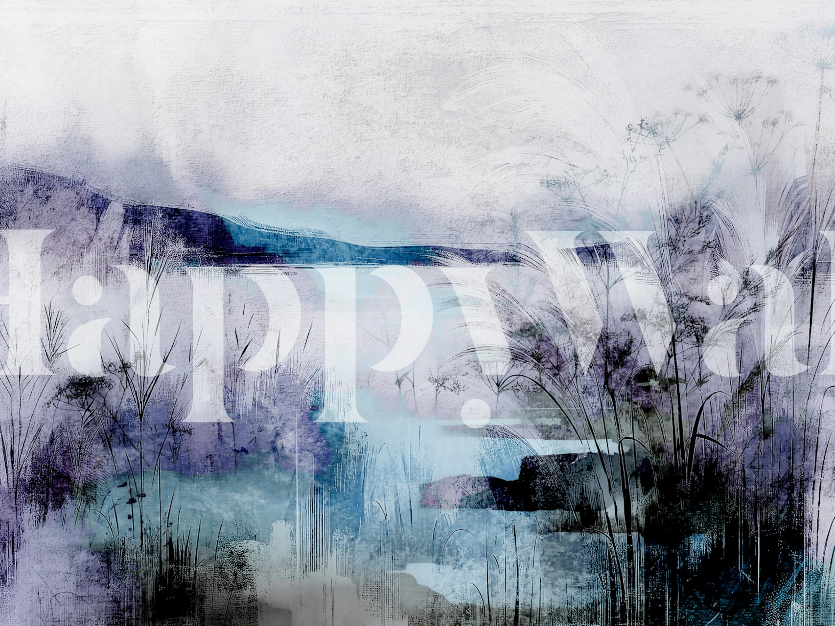 Tranquil wallpaper with reeds by a misty lake