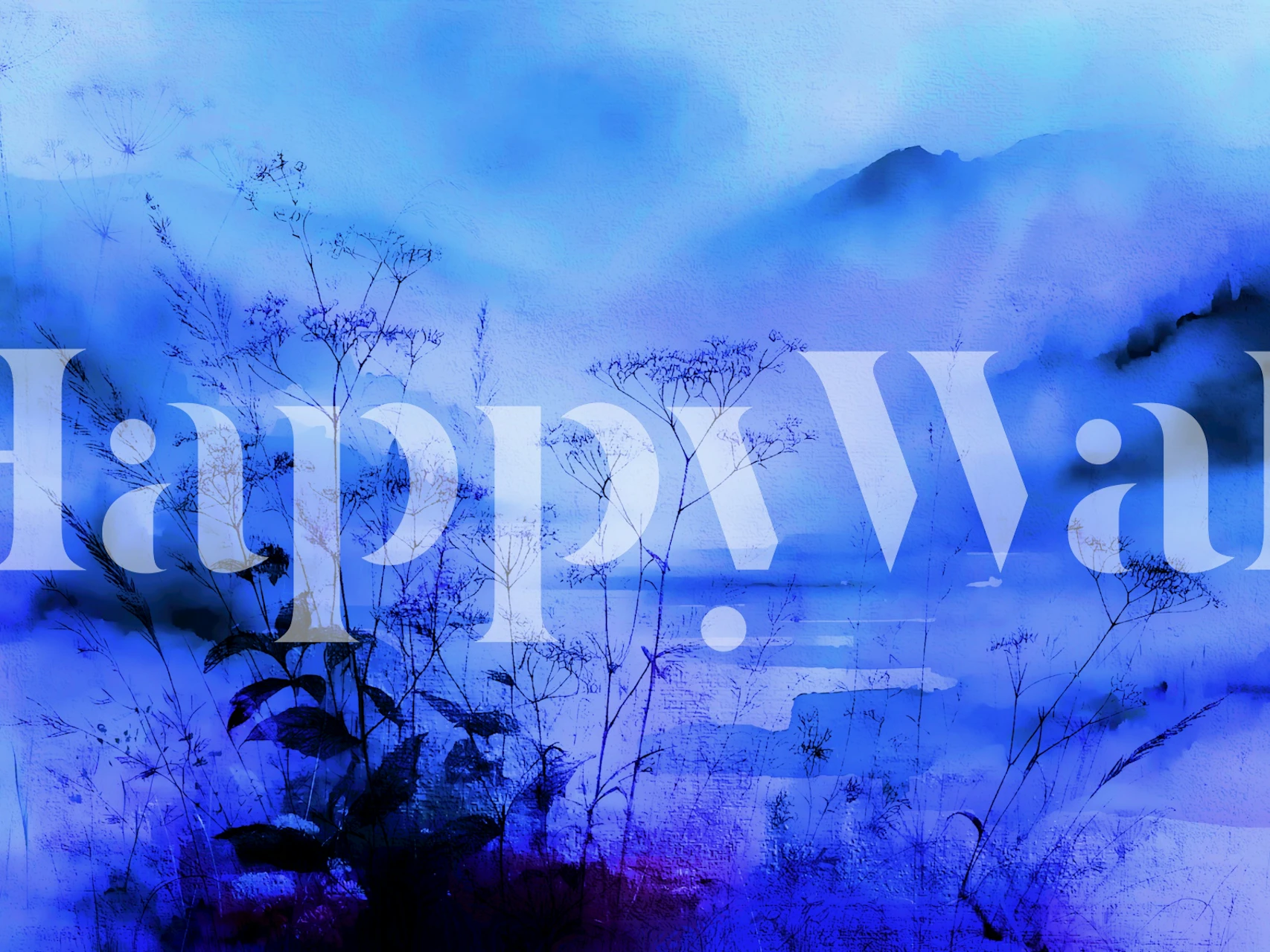 Papel de parede Blue Haze Meadow em um quarto