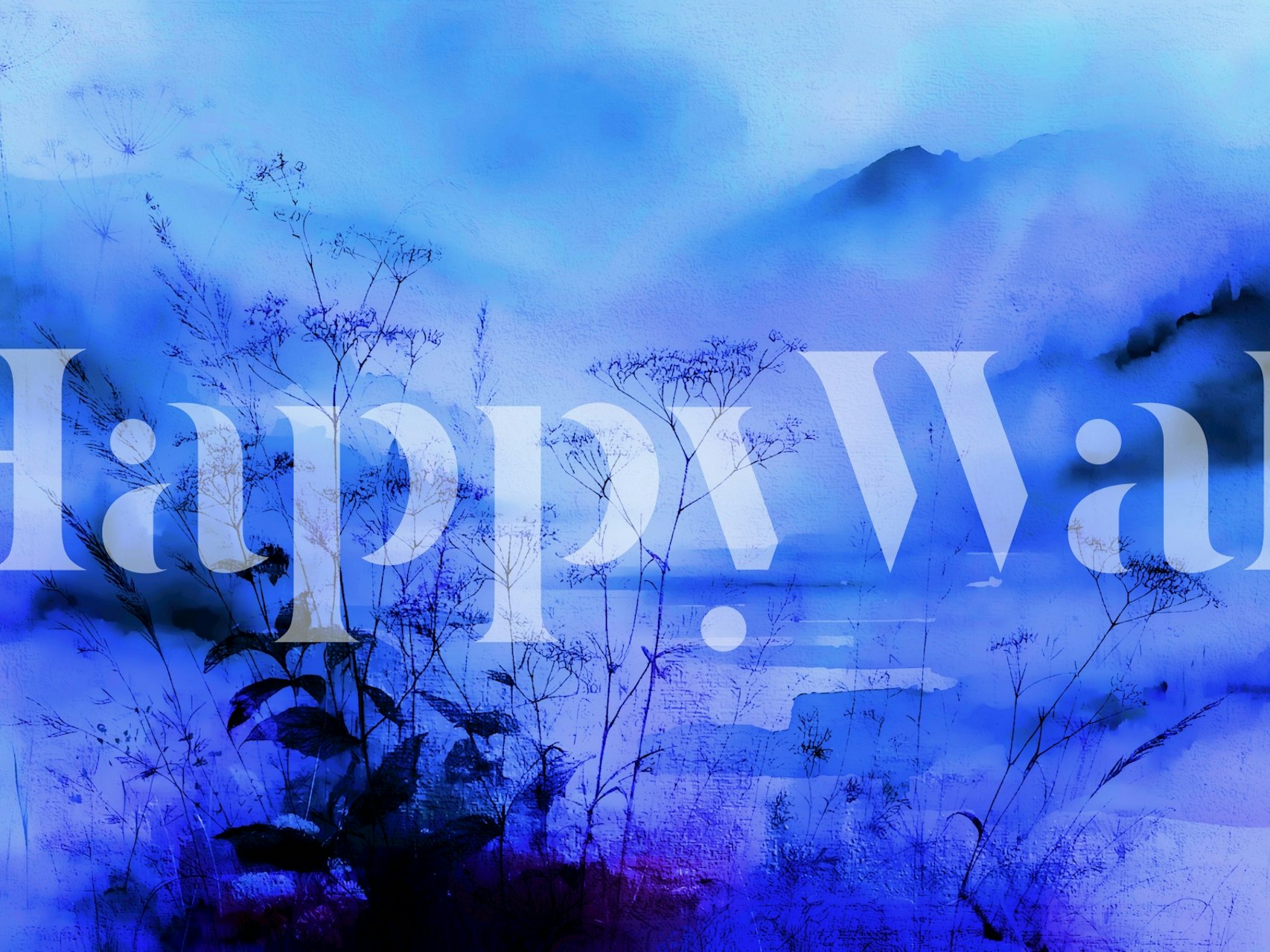 Blue Haze Meadow wallpaper in a room