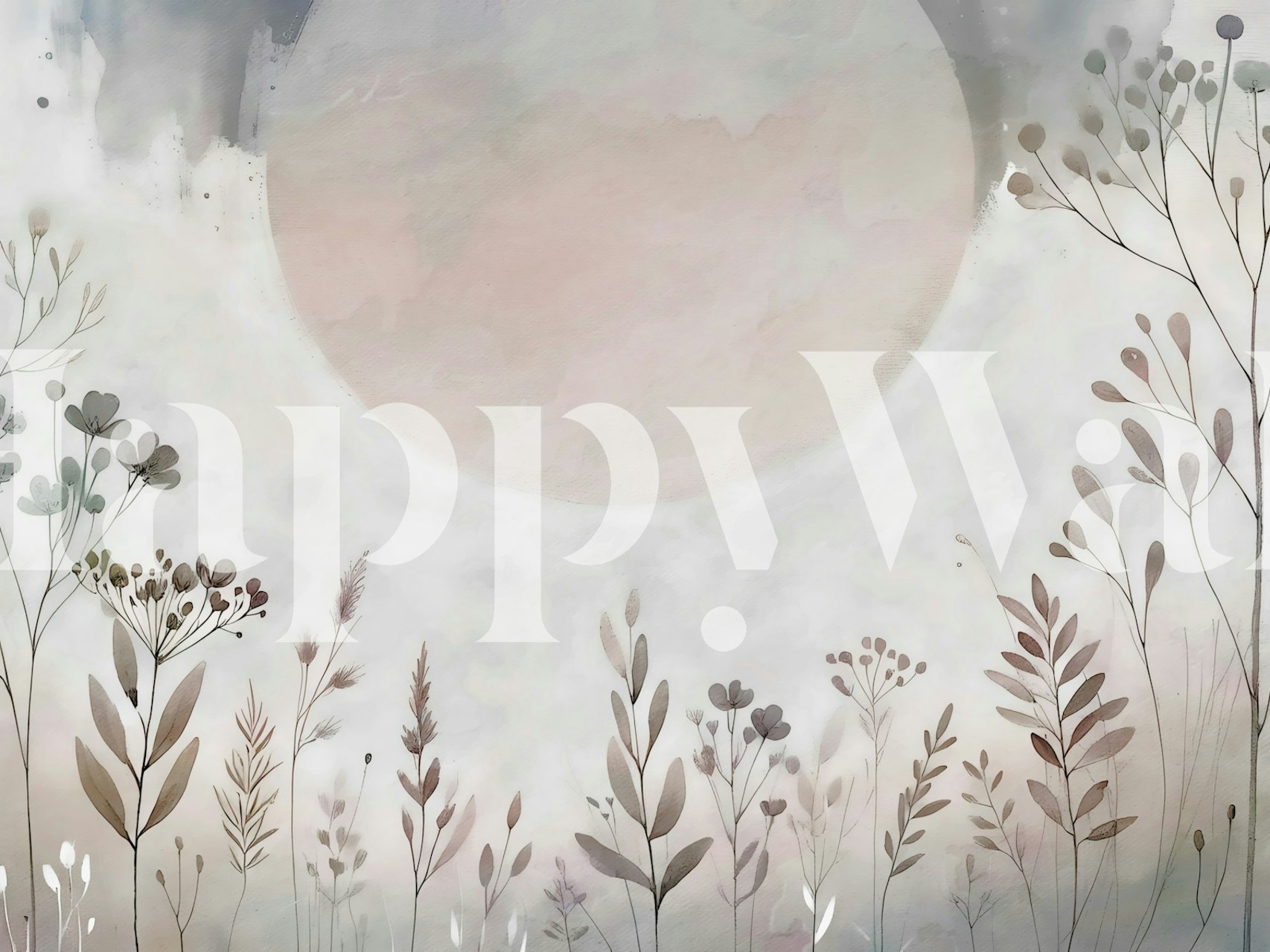 Misty Meadow Scene tapet visad i ett rum