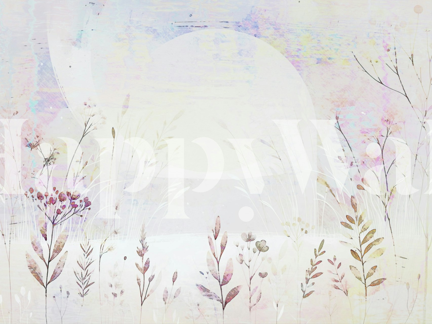 Pastel floral pattern with soft colors and delicate plants wallpaper