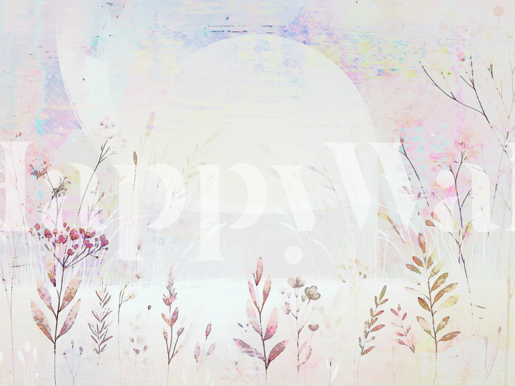 Pastel floral pattern with soft colors and delicate plants wallpaper