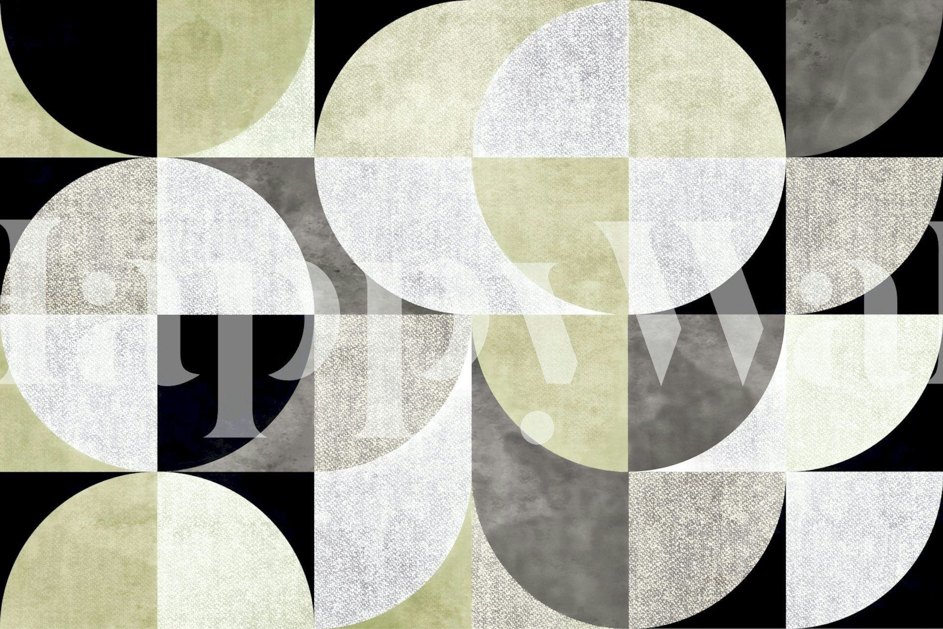 Monochrome Geometric Harmony papel de parede em um quarto