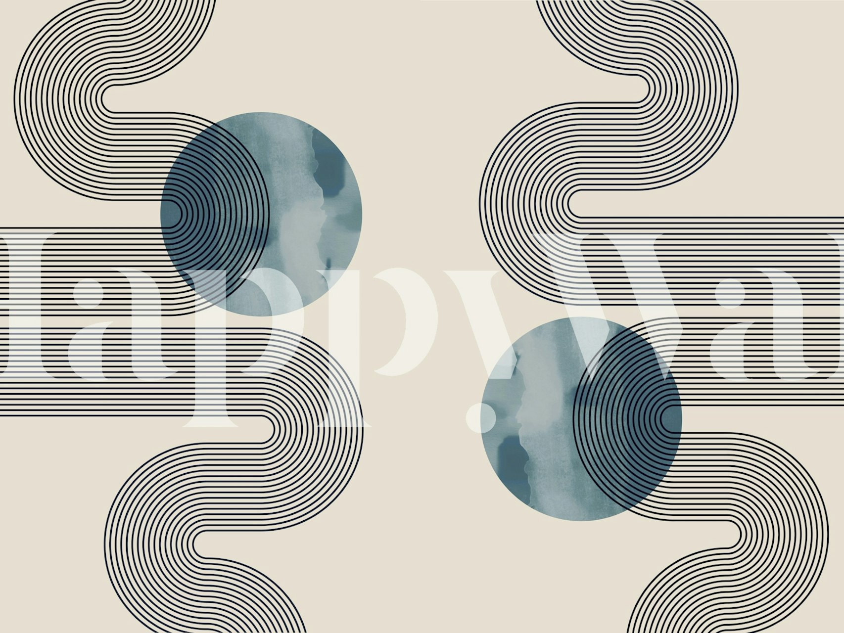 Modern Geometric Curves tapetdesign i et rum