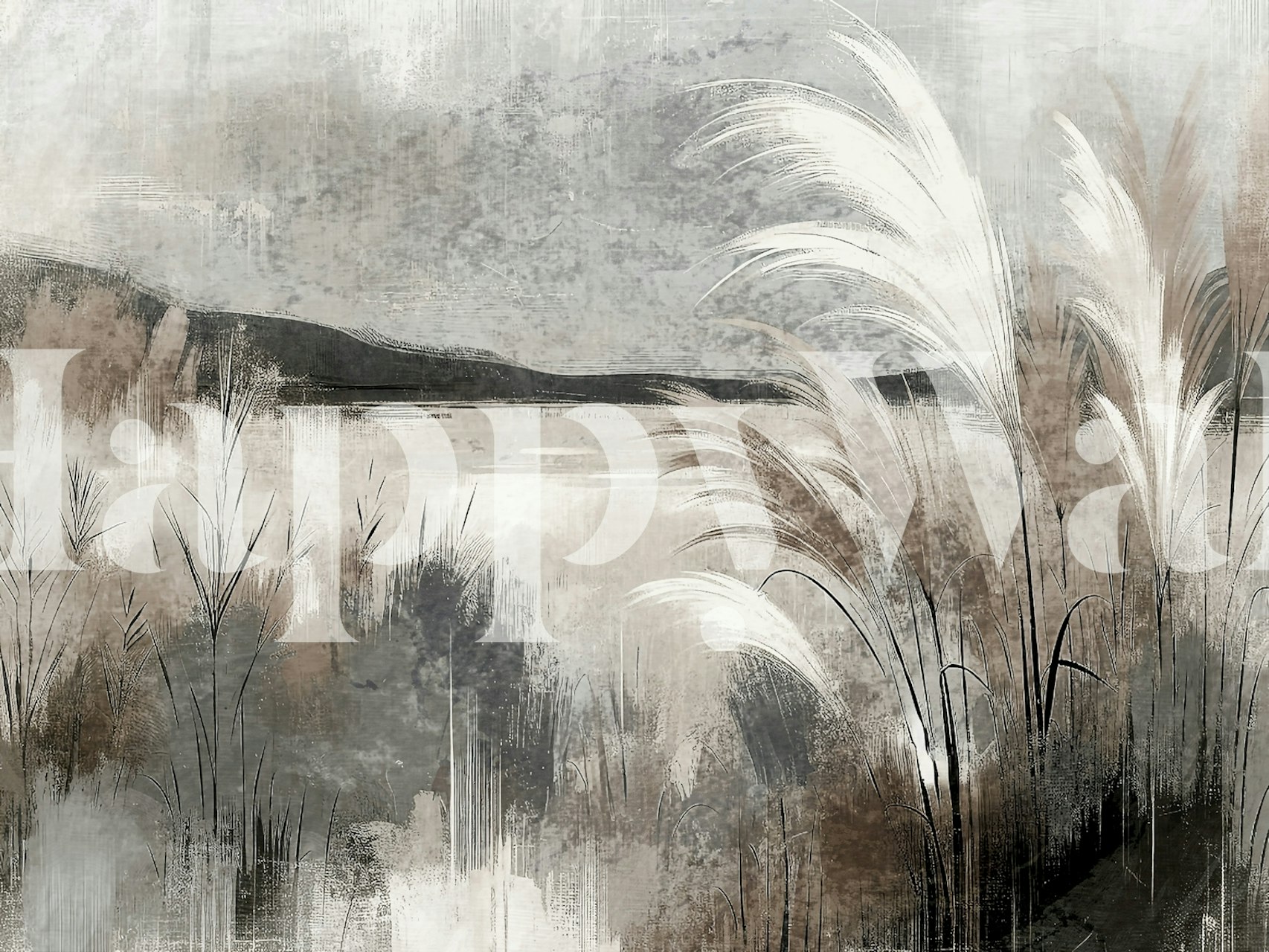 Ethereal Grasses wallpaper in a room