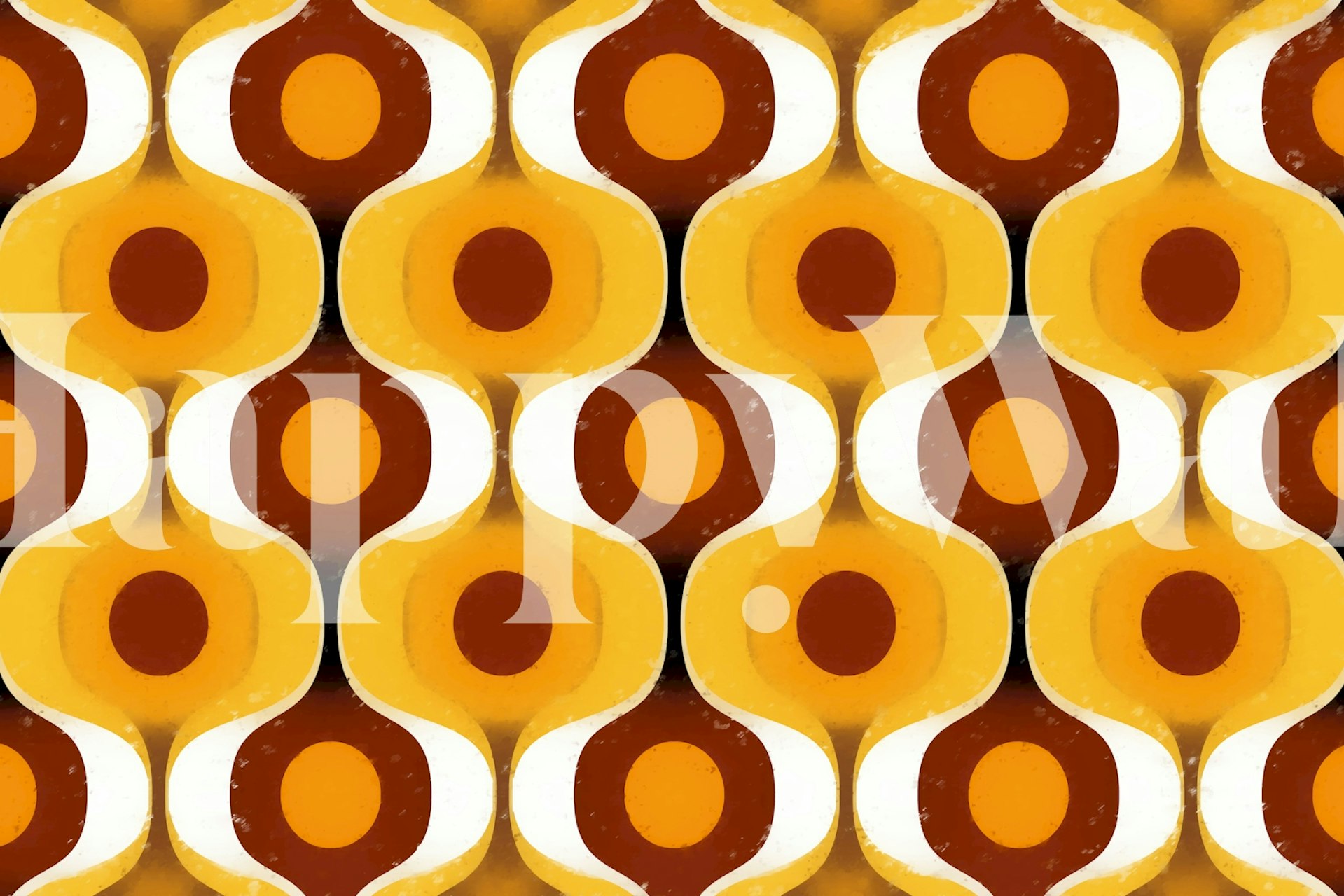Vintage-style wallpaper with amber ovals in a room
