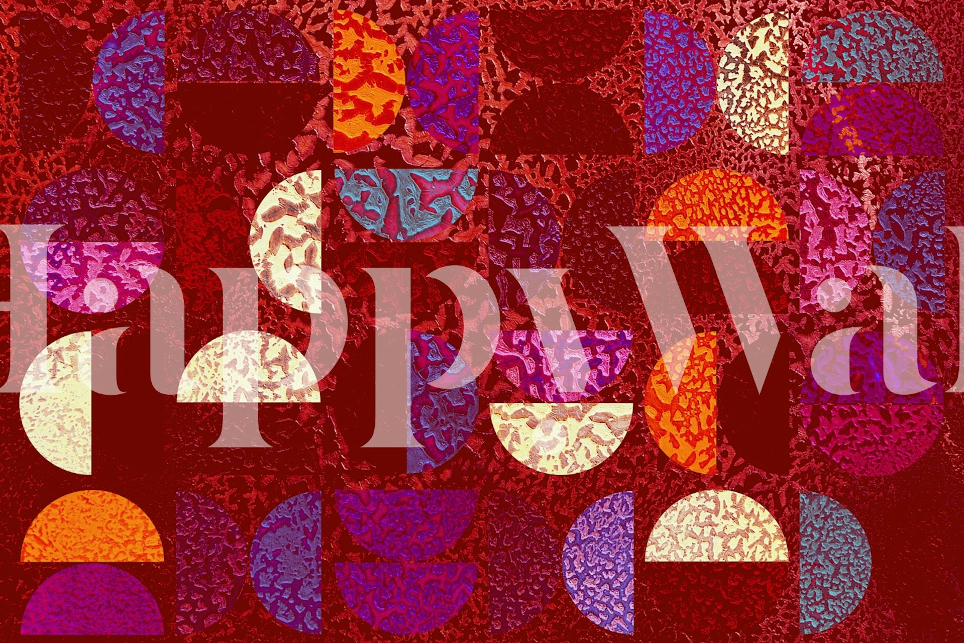 Rustic geometric fusion wallpaper in a room