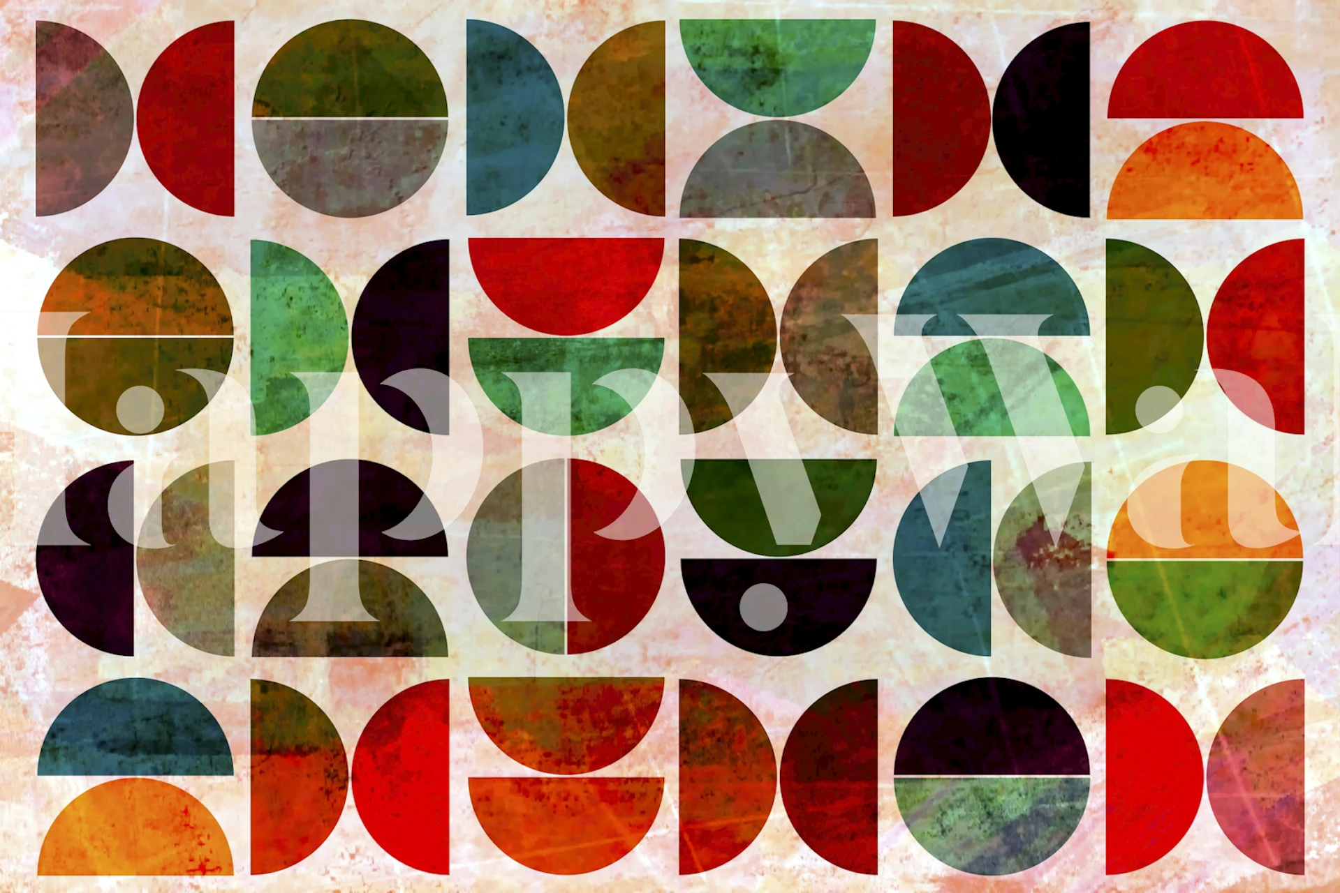 Abstract Semicircles wallpaper in a room