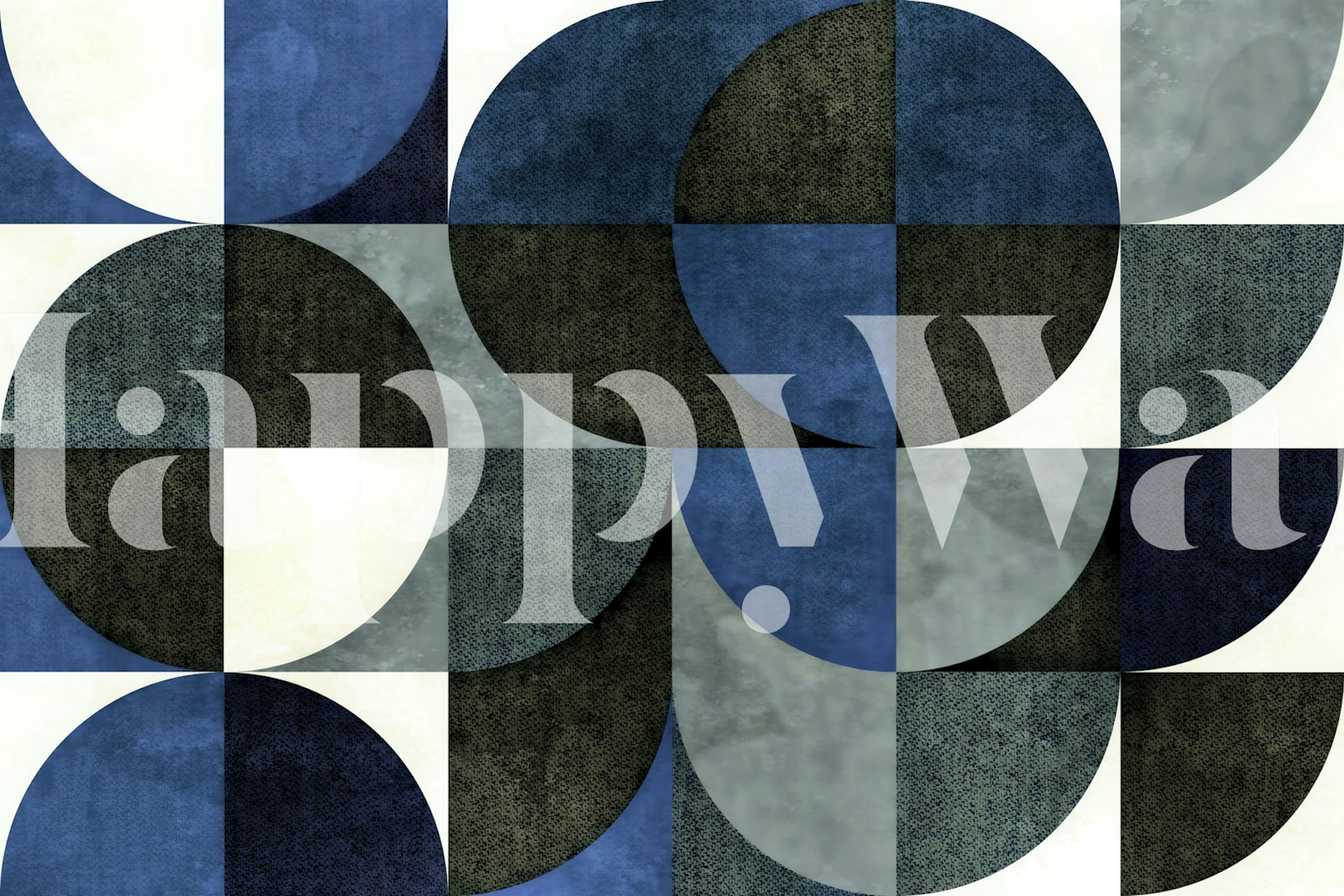 Modern Geometric Blues wallpaper in a room