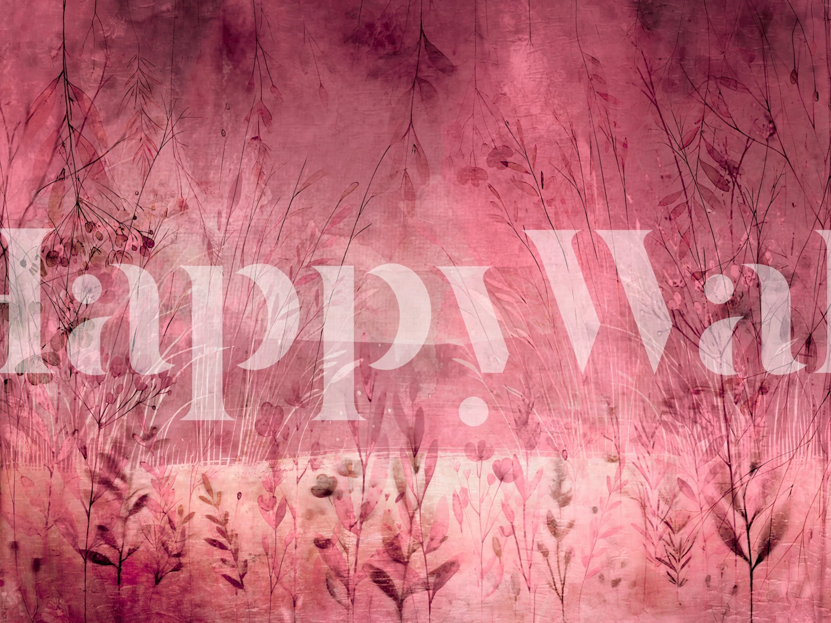 Blush pink floral watercolors wallpaper with soft green details