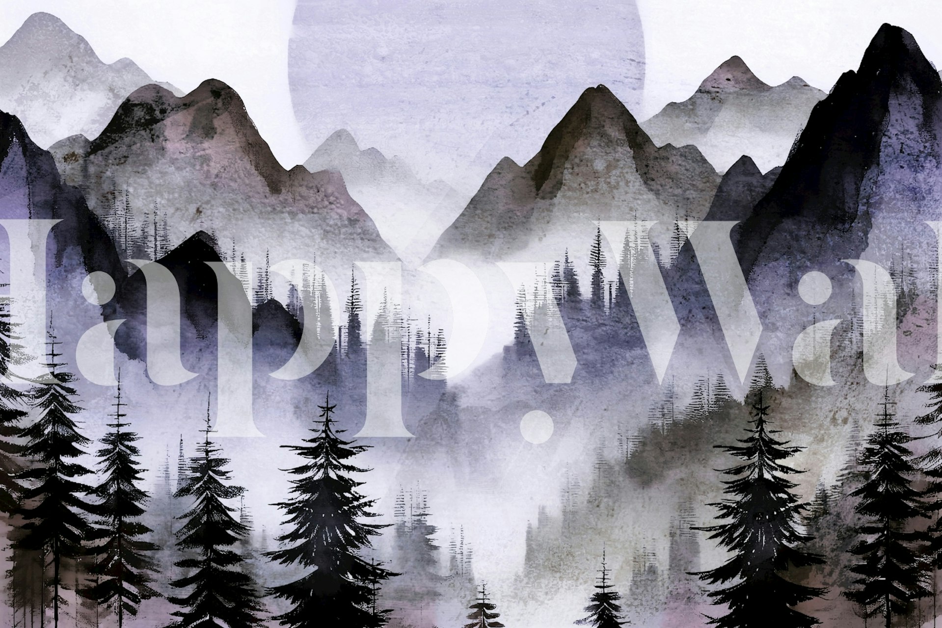 Misty Mountain Dreams wallpaper in a room