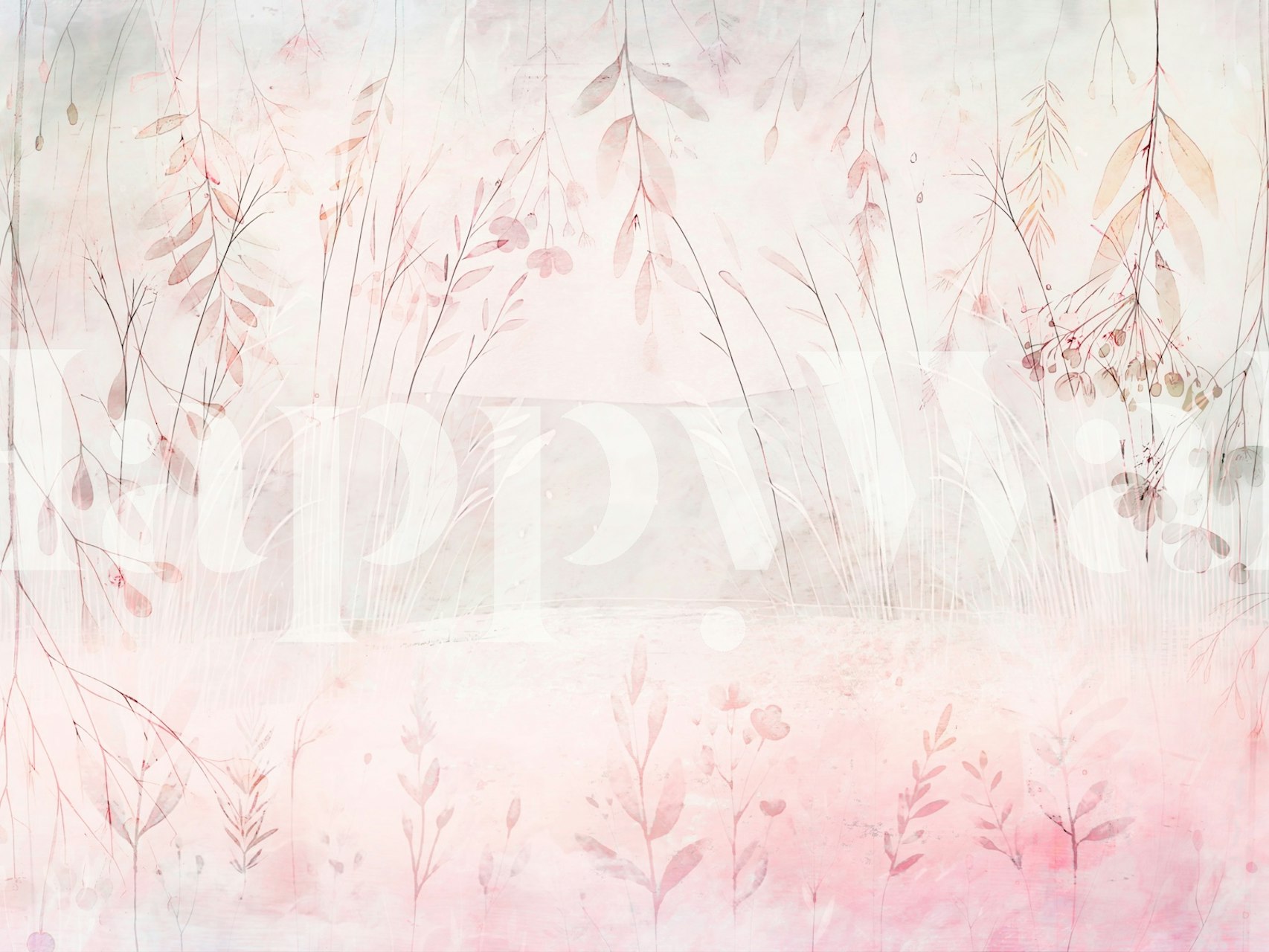 Soft pink floral design with delicate leaves and background patterns wallpaper