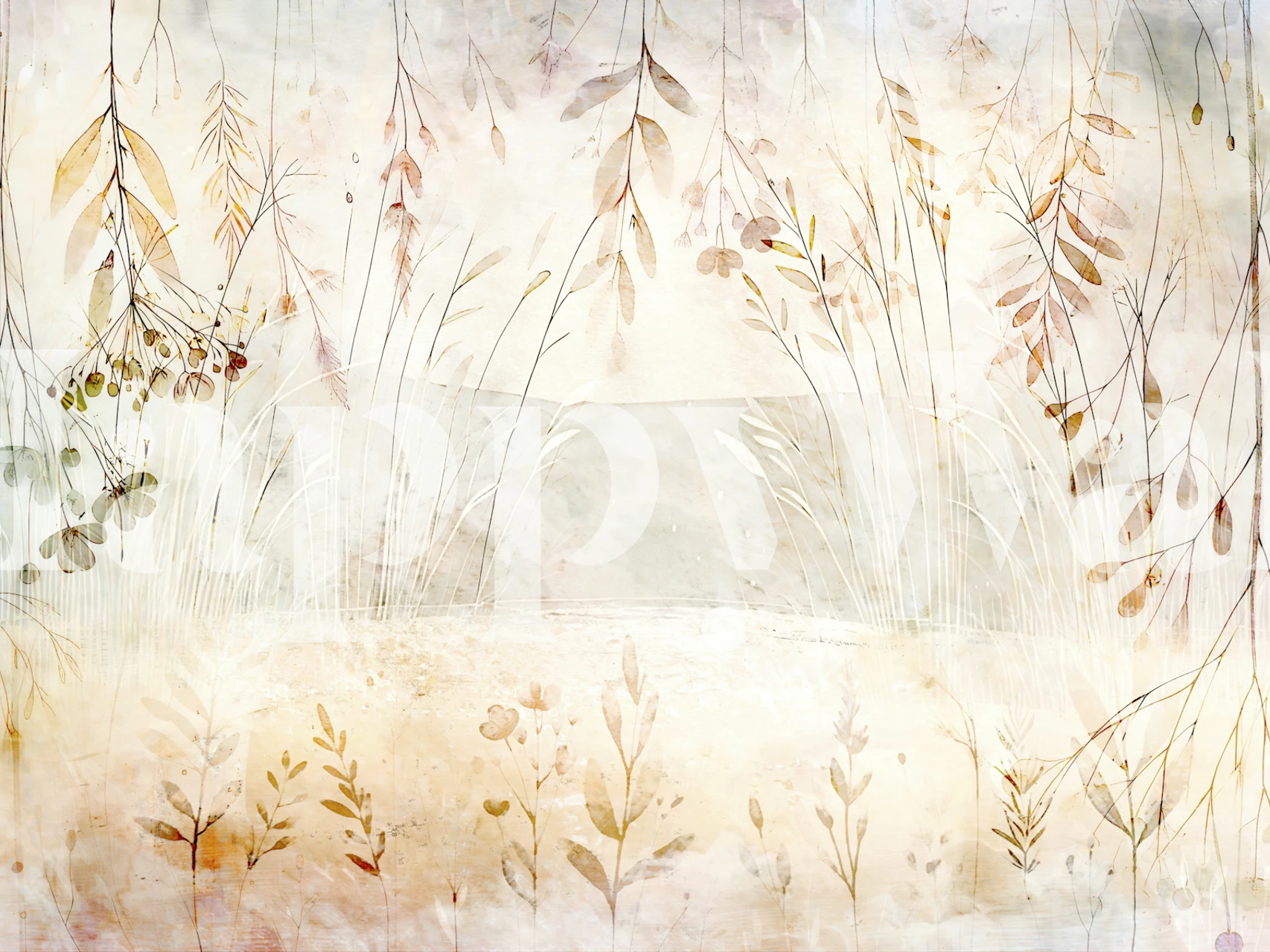 Ethereal Botanic Canvas design della carta da parati in una stanza