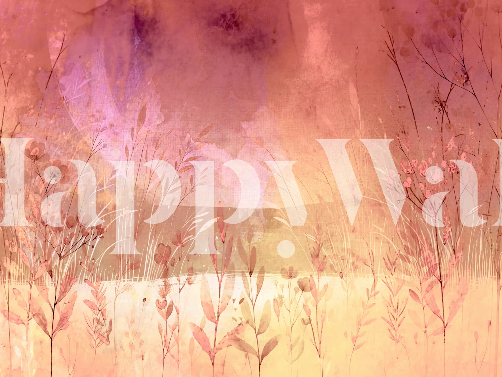 Wildflower Sunset Dream behang in een kamer