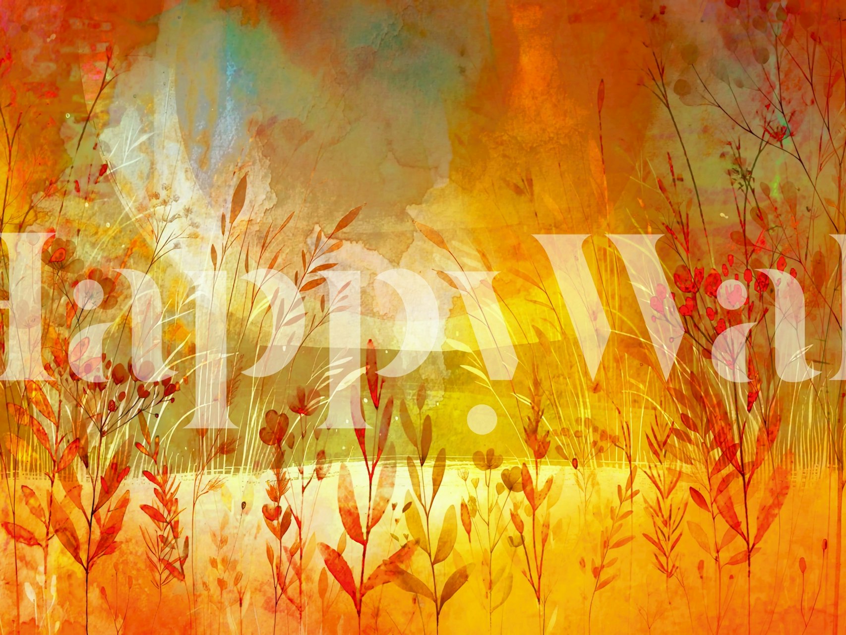 Wildflower Sunset Glow tapet i et rom