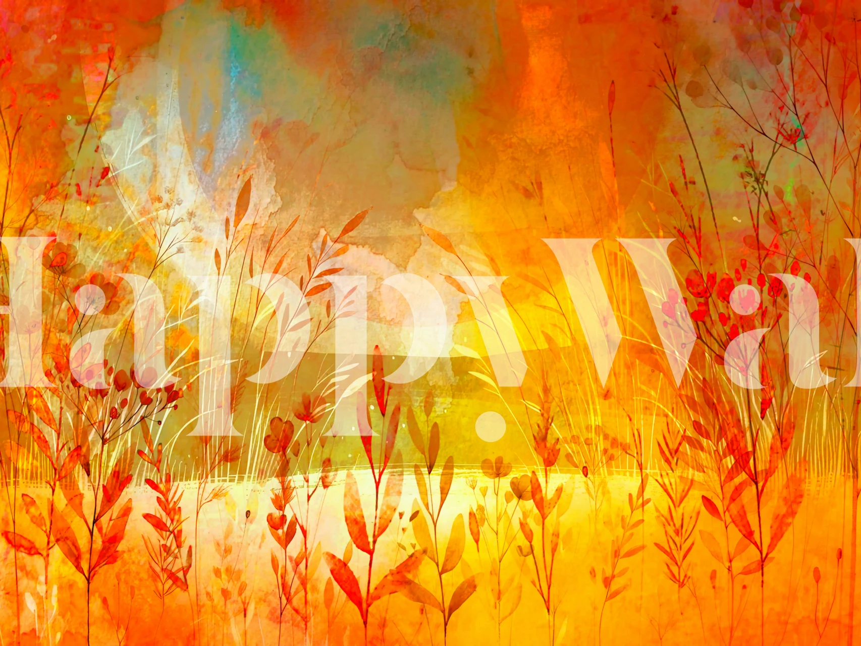 Wildflower Sunset Glow wallpaper in a room