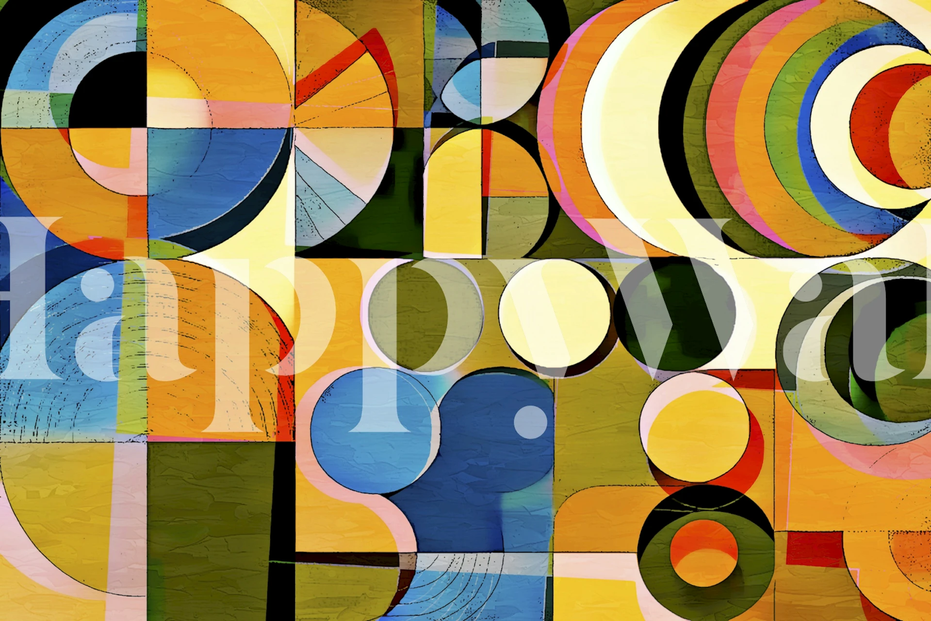 Carta da parati Vibrant Geometric Mosaic in una stanza