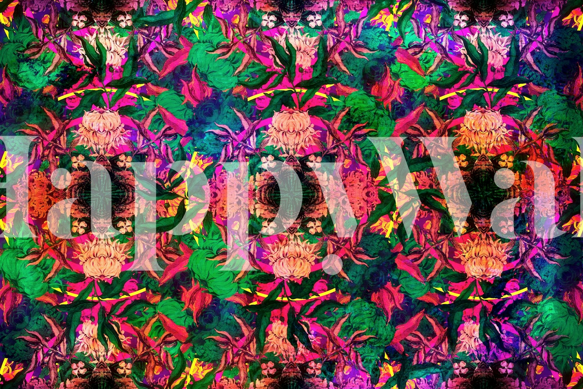 Psychedelic Garden Bliss-tapet vist i et rum