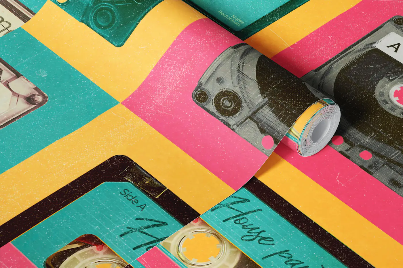 Vintage Cassette Vibes wallpaper roll
