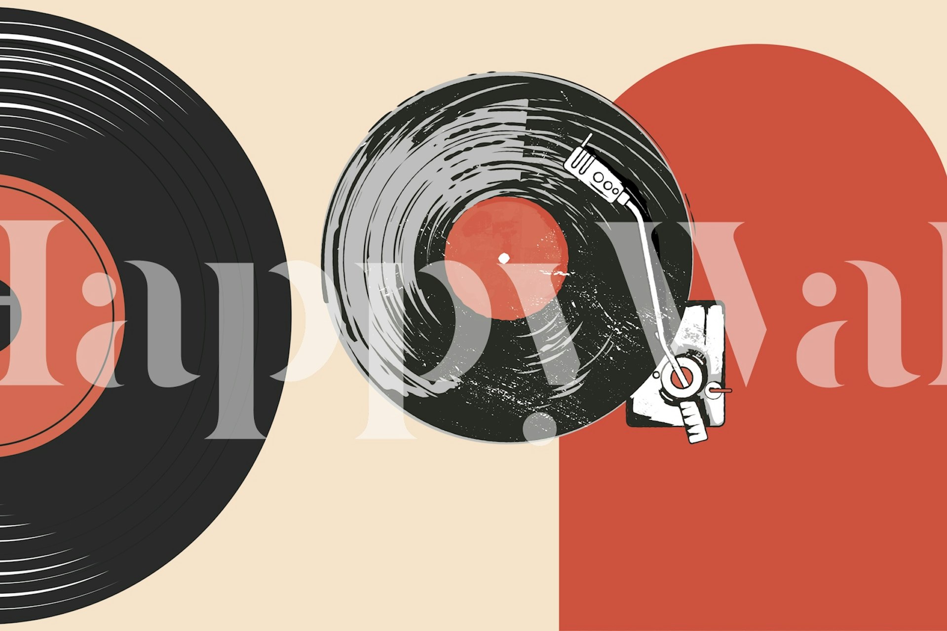 Retro Vinyl Groove wallpaper design in a room