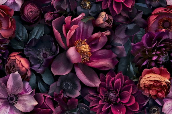 Dark Blossom Tapestry Crimson Chic