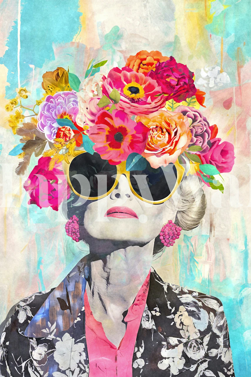 Eccentric Grace Female Portrait Tapete in einem Raum