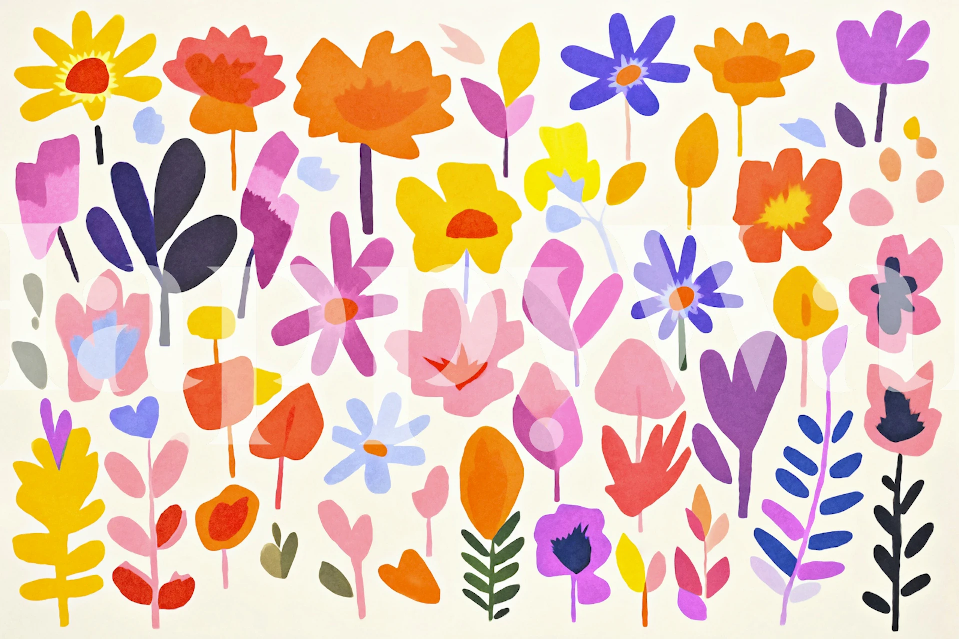 Vibranttinen kukkatapetti huoneessa