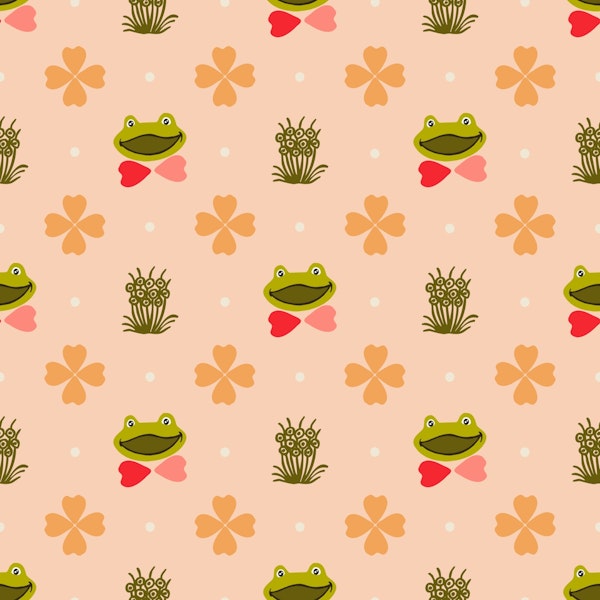 Happy frog and clover peach