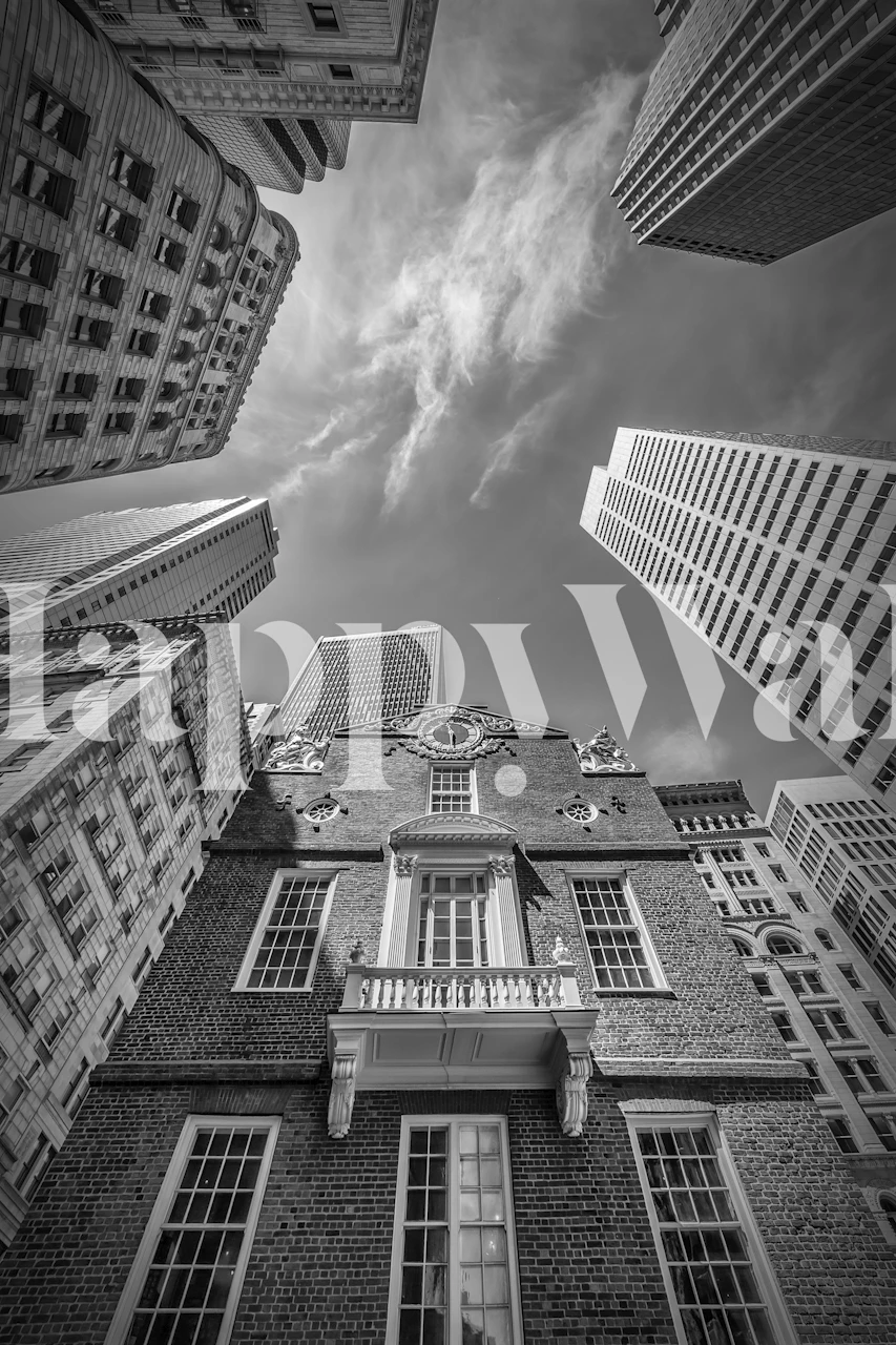 Boston Old State House Monochrome wallpaper in a room
