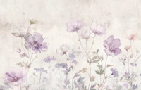 Whimsical Pastel Purple Floral Elegance behang