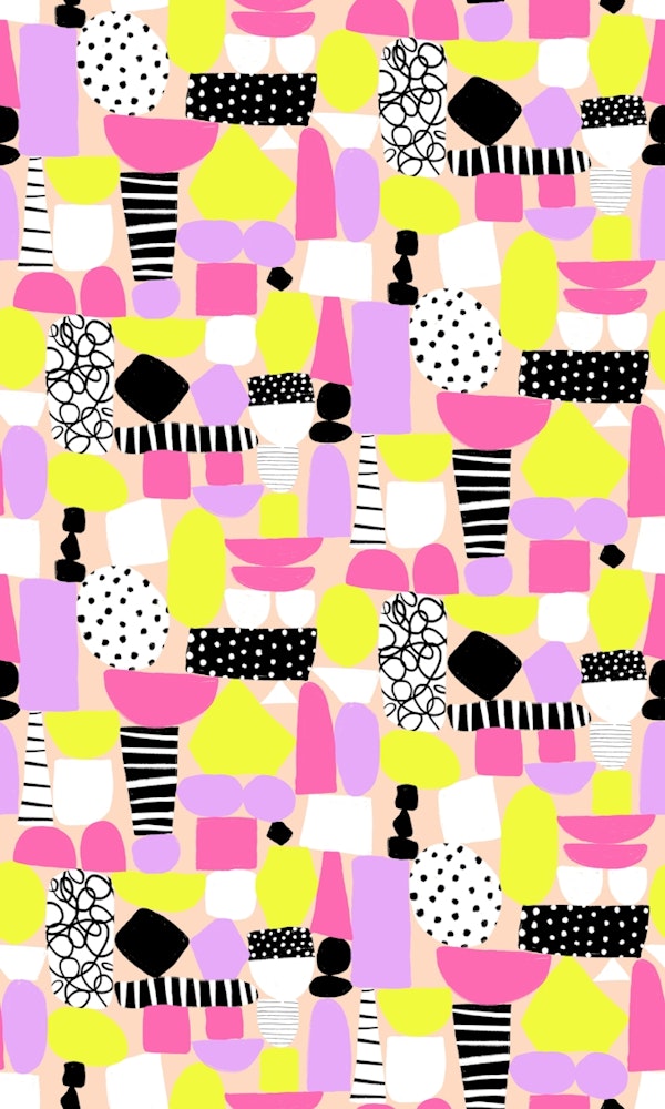Cut Out Doodle Collage Pink, Purple, Yellow