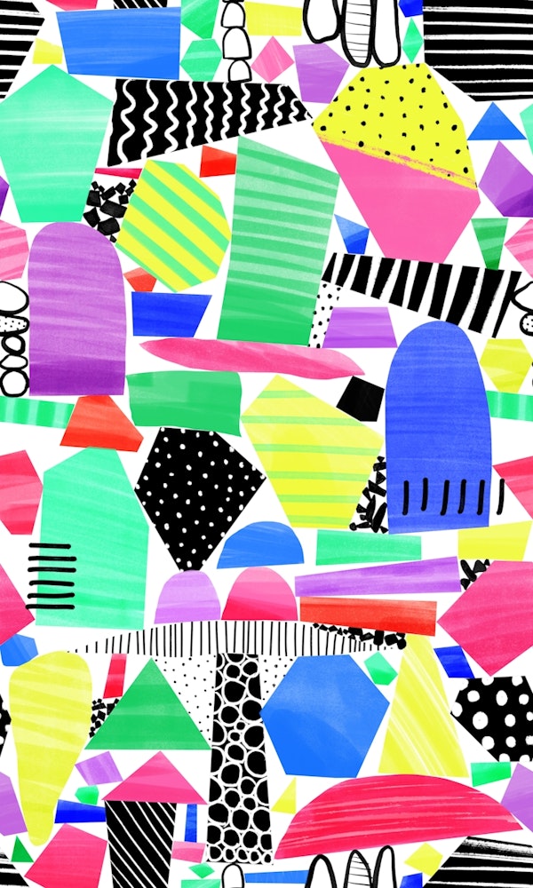 Neon Rainbow Cut Out Doodle Mod Art Collage