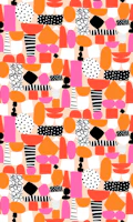 Cut Out Doodle Collage Pink, Red, Orange tapet