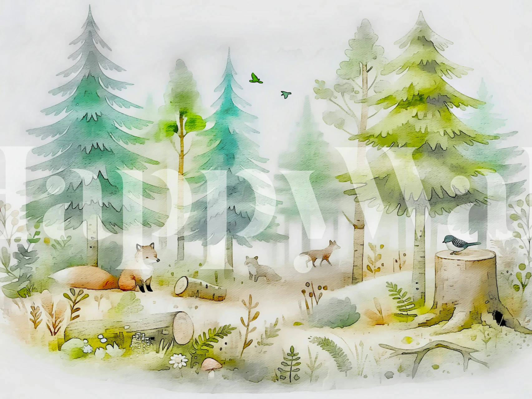 Woodland Creatures Charm wallpaper in a room