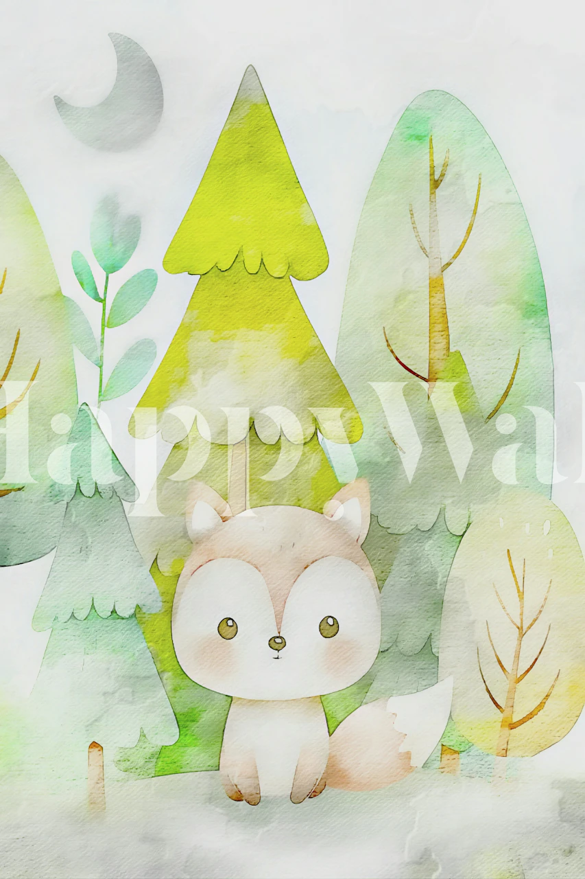 Papel de parede Enchanted forest com uma raposa fofa