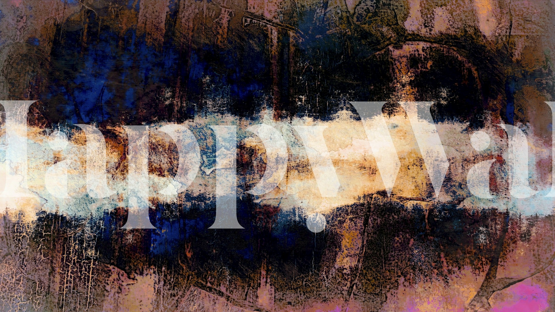 Abstract wall mural featuring blue, beige, and gold textures wallpaper