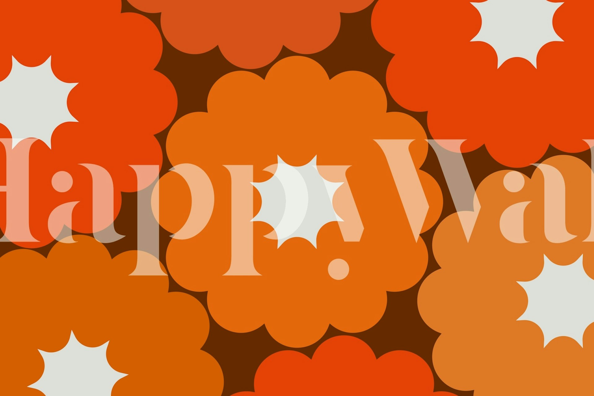 Large orange flowers with white centers on brown background wallpaper