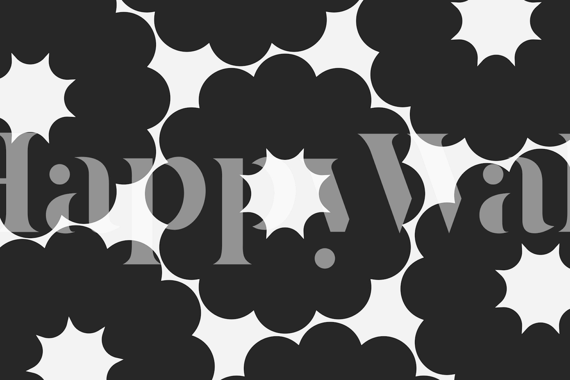 Monochrome Floral Burst wallpaper in a room