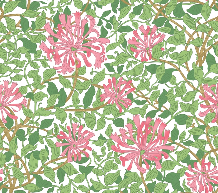 Victorian Floral Pink Green Wallpaper