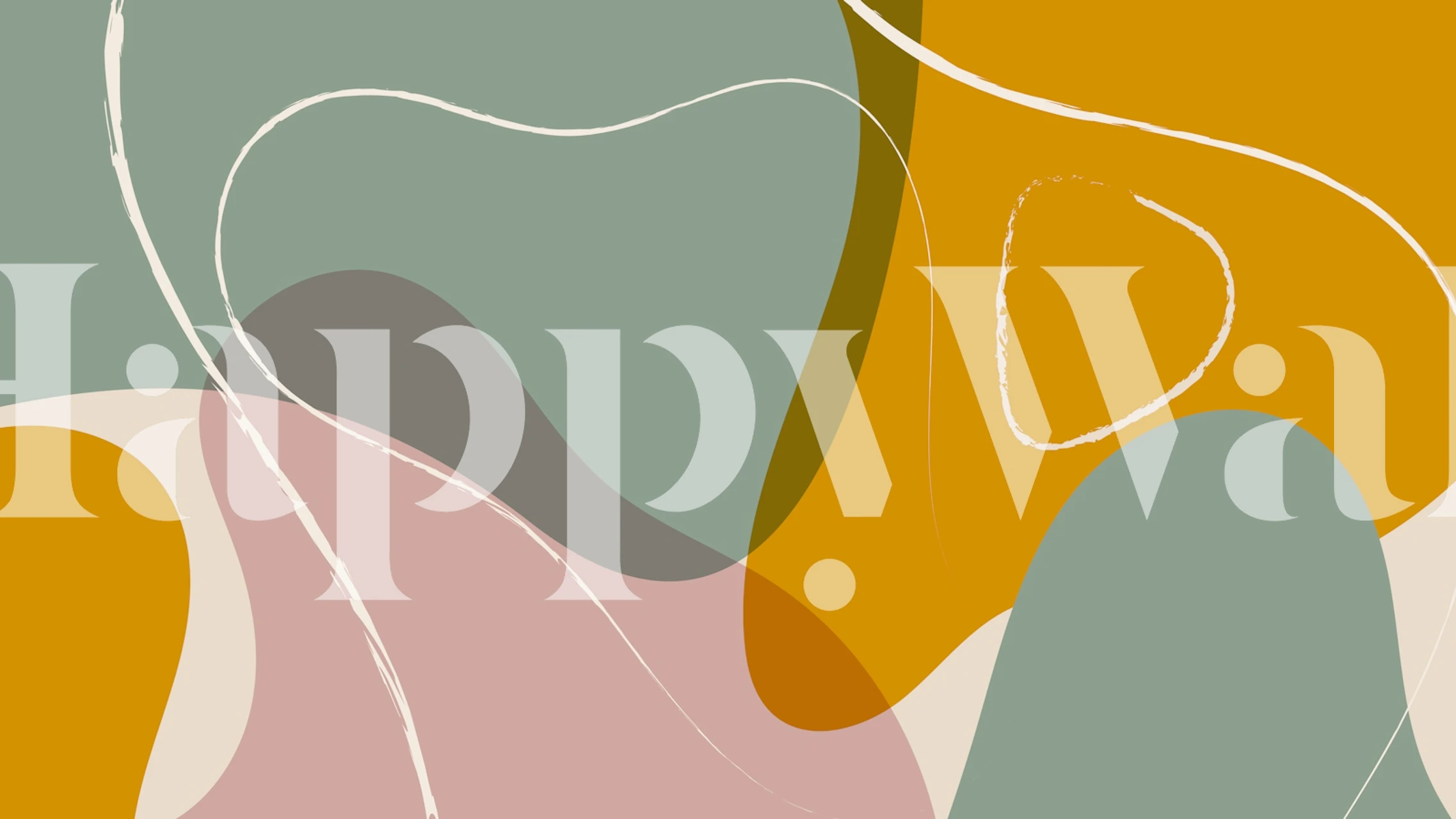 Abstract shapes in muted greens, pinks, and golds wallpaper