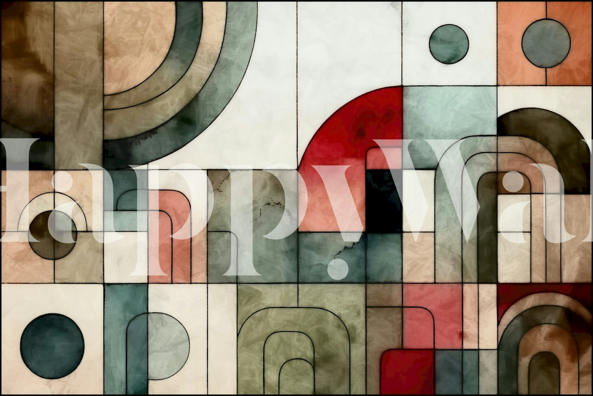 Retro Geometric Art tapet i et stilig rom